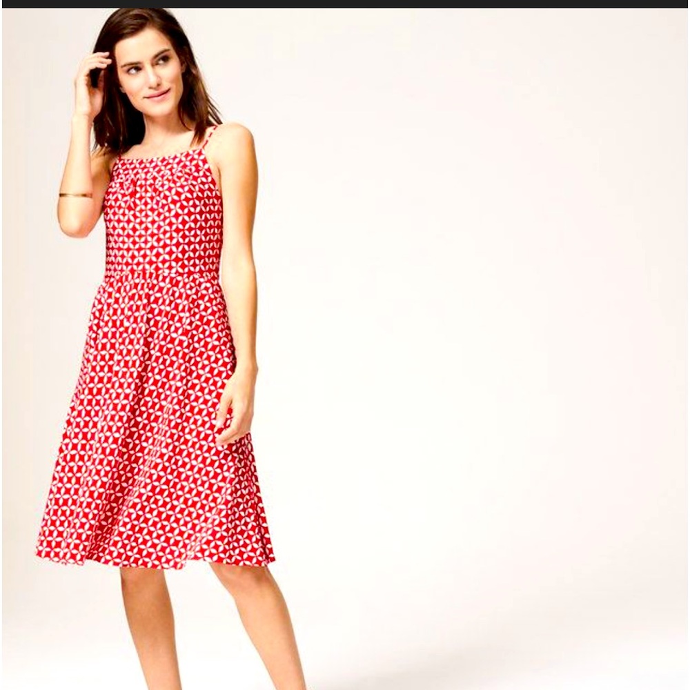 NWT! LOFT Red and White Multi-strap Pinwheel Tie Back Sundress.